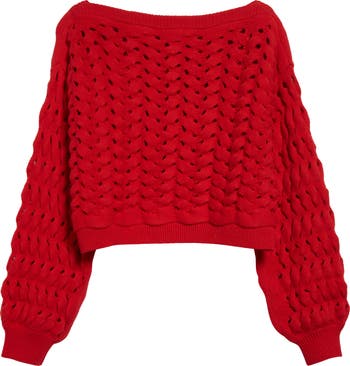 Alice + Olivia Allene Chunky Open Stitch Cotton & Wool Blend