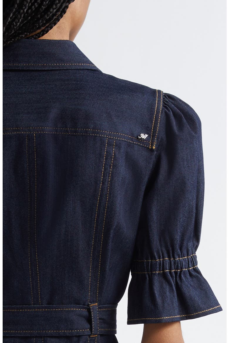 Holly Puff Sleeve Belted Denim Shirtdress, Alternate, color, INDIGO