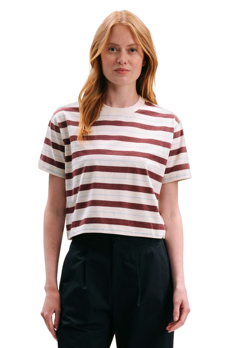 The Recycled Stripe Crop Tee, Main, color, Red Stripe