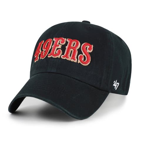 Men's '47 Black San Francisco 49ers Clean Up Team Script Adjustable Hat