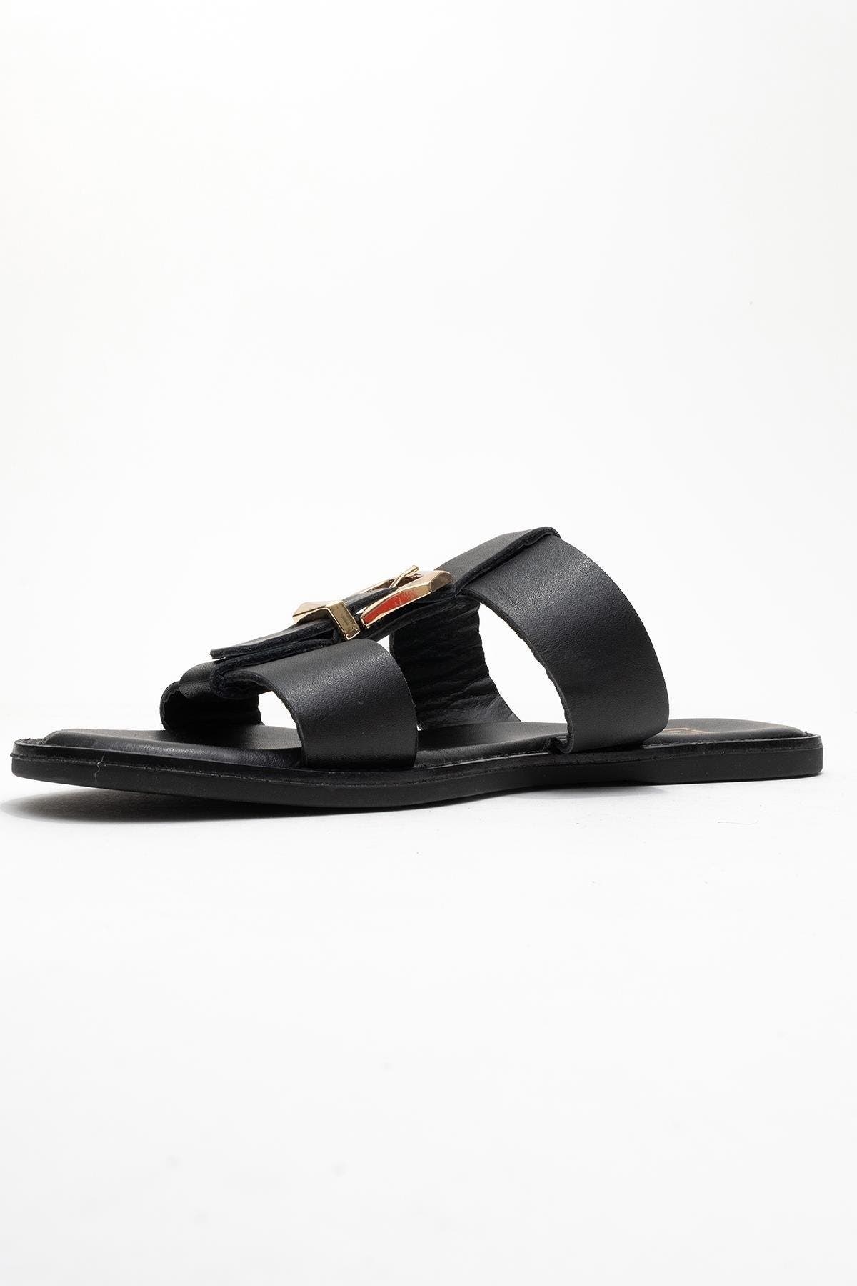 Forever & Always Shoes Sveta Leather Buckled Sandal, Alternate, color, Black Leather