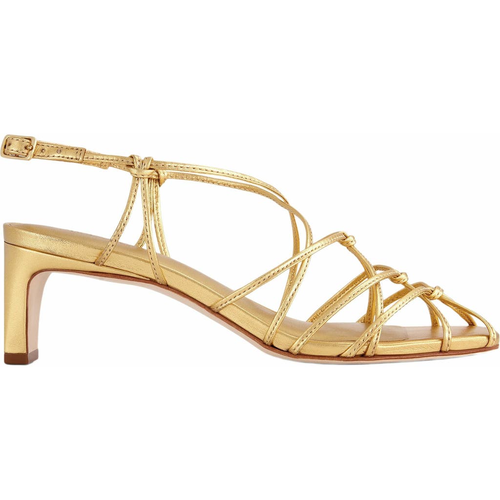 Bernardo Strappy Metallic Kitten Slingback Sandals In Gold