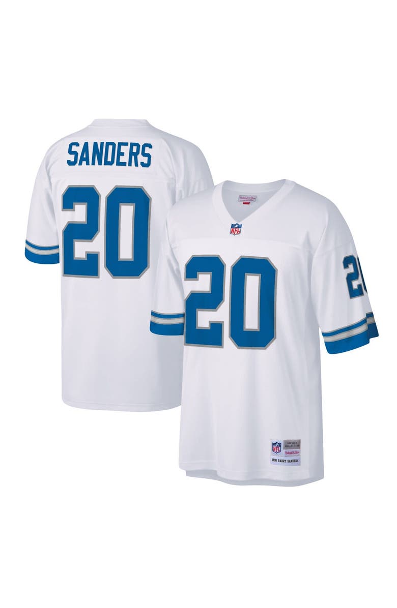 Mitchell & Ness Men's Mitchell & Ness Barry Sanders White Detroit Lions Legacy Replica Jersey, Main, color,