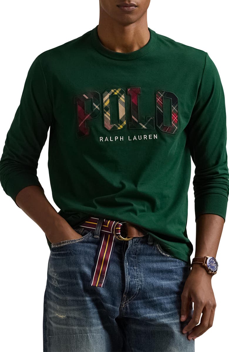 Polo Ralph Lauren Polo Appliqué Long Sleeve T-Shirt, Main, color, College Green