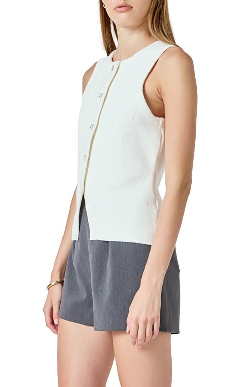 Endless Rose Cotton Blend Knit Vest In White
