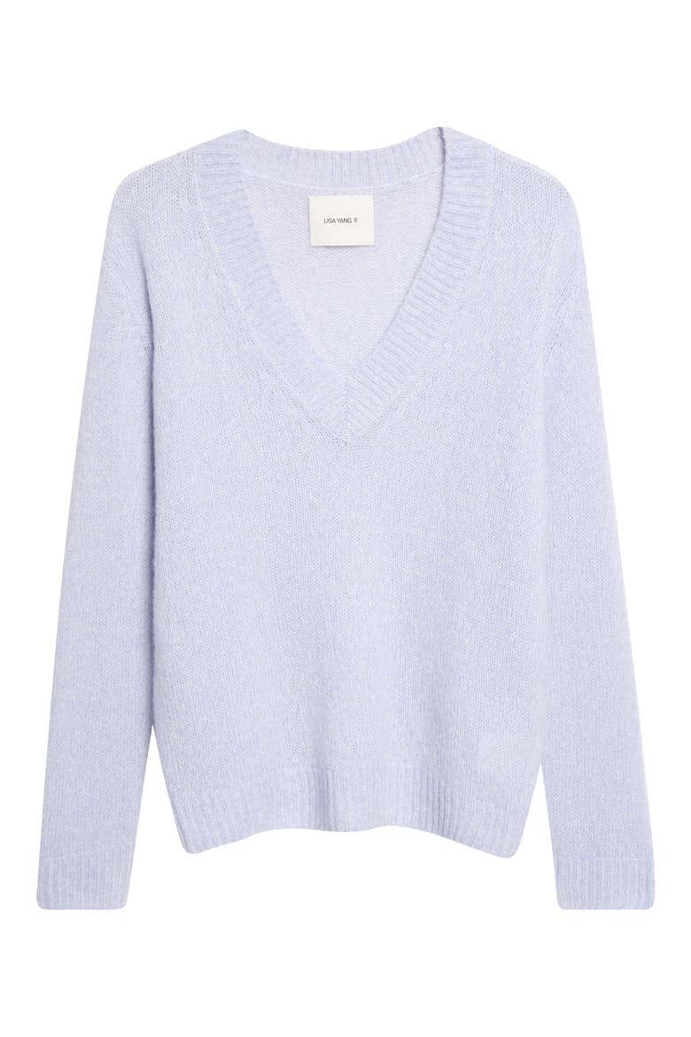 Leona V-Neck Cashmere & Silk Sweater, Alternate, color, SEA BREEZE