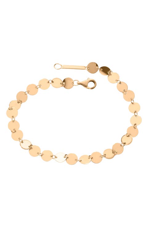 14K Gold Laser Disc Chain Bracelet