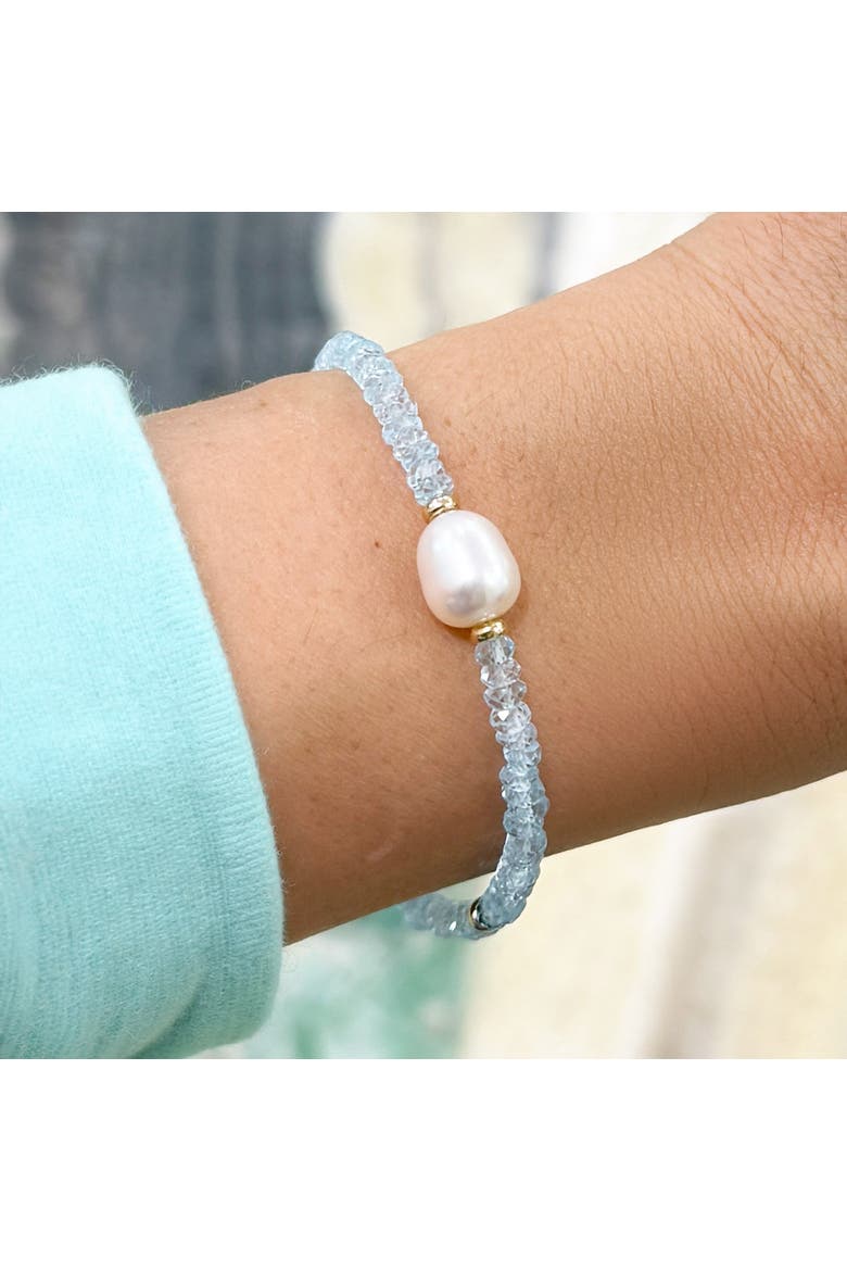Blue Topaz Bead Pearl Bracelet, Alternate, color, Blue Topaz