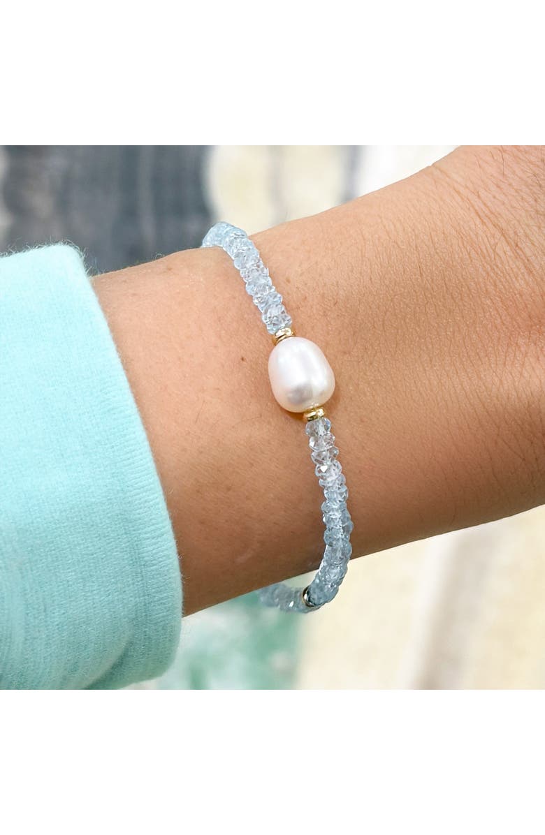 The Lovery Fine Jewelry Blue Topaz Bead Pearl Bracelet, Alternate, color, Blue Topaz