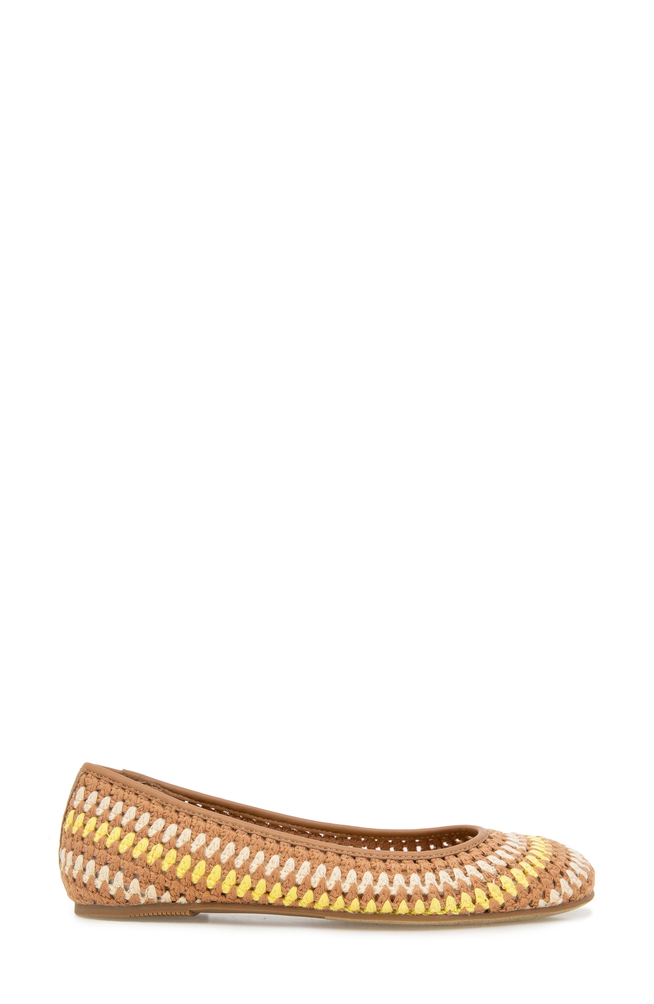 Mable Macramé Flat, Alternate, color, BANANA MULTI FABRIC