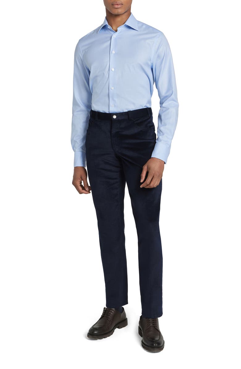 Jack Victor Josiah Giza Houndstooth Cotton Dress Shirt, Alternate, color, Blue