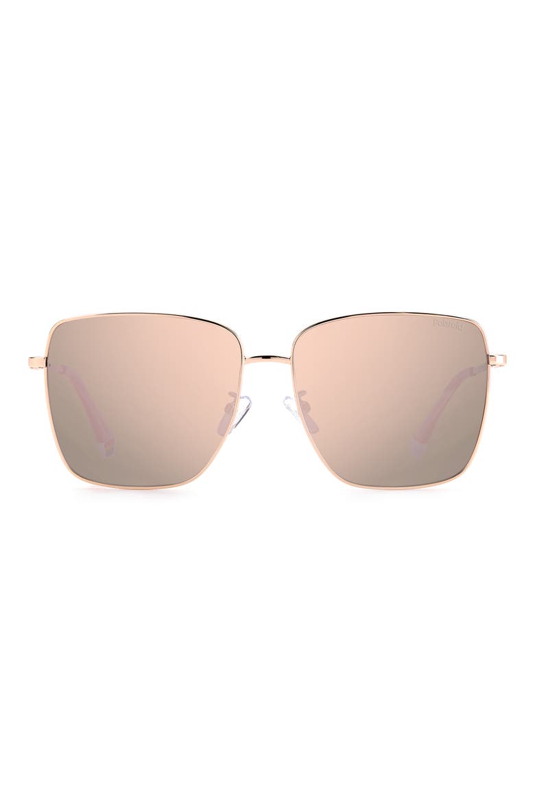 59mm Polarized Square Sunglasses, Main, color, GOLD COPPER / ROSE GOLD