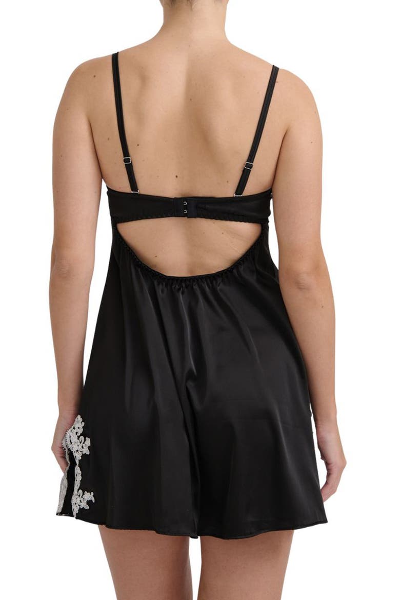 Jean Embroidered Underwire Satin Slip, Alternate, color, BLACK