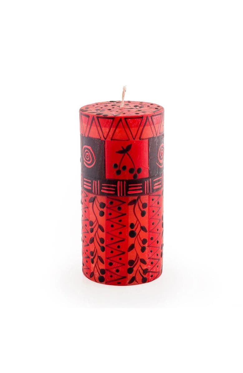 Thumbprint Artifacts Berry Blaze Painted Pillar Candle, Main, color, Berry Blaze - 3X6"