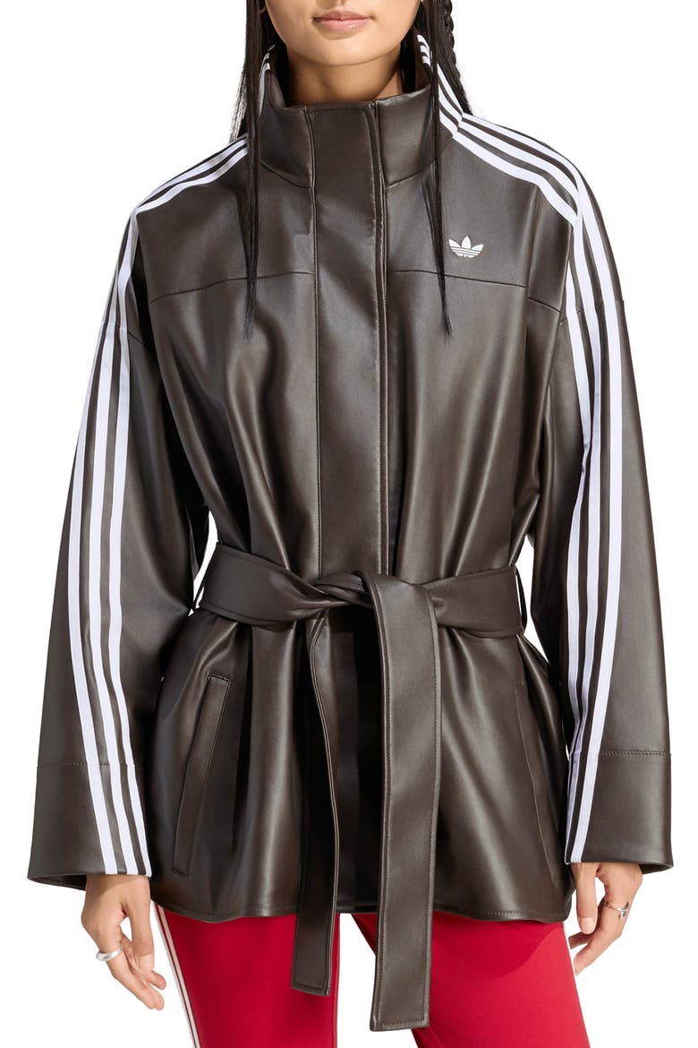Faux Leather Belted Jacket, Main, color, AURORACOFEE
