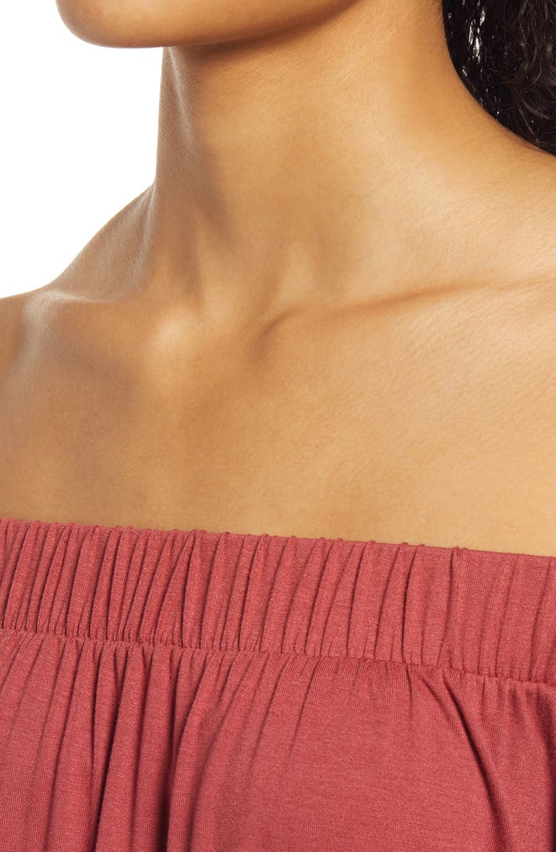Loveappella Off the Shoulder Top, Alternate, color, Terracota