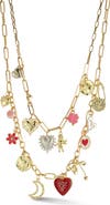 CHLOE AND MADISON Heart Charm Multi Strand Necklace Set