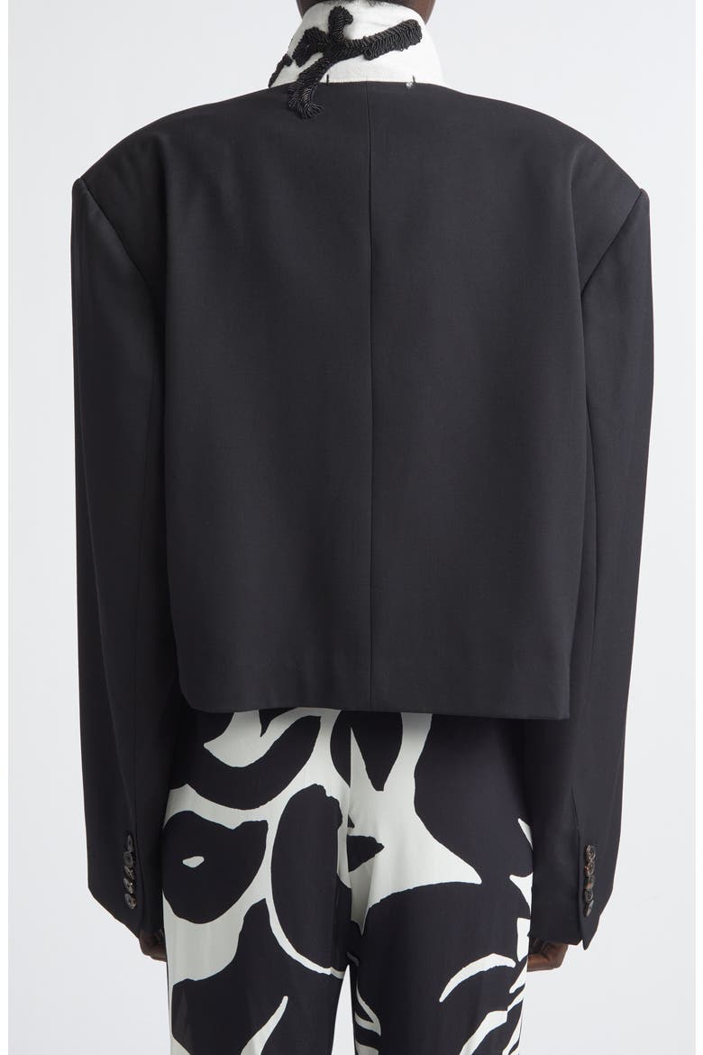 Bosea Crop Embroidered Wool Gabardine Jacket, Alternate, color, BLACK