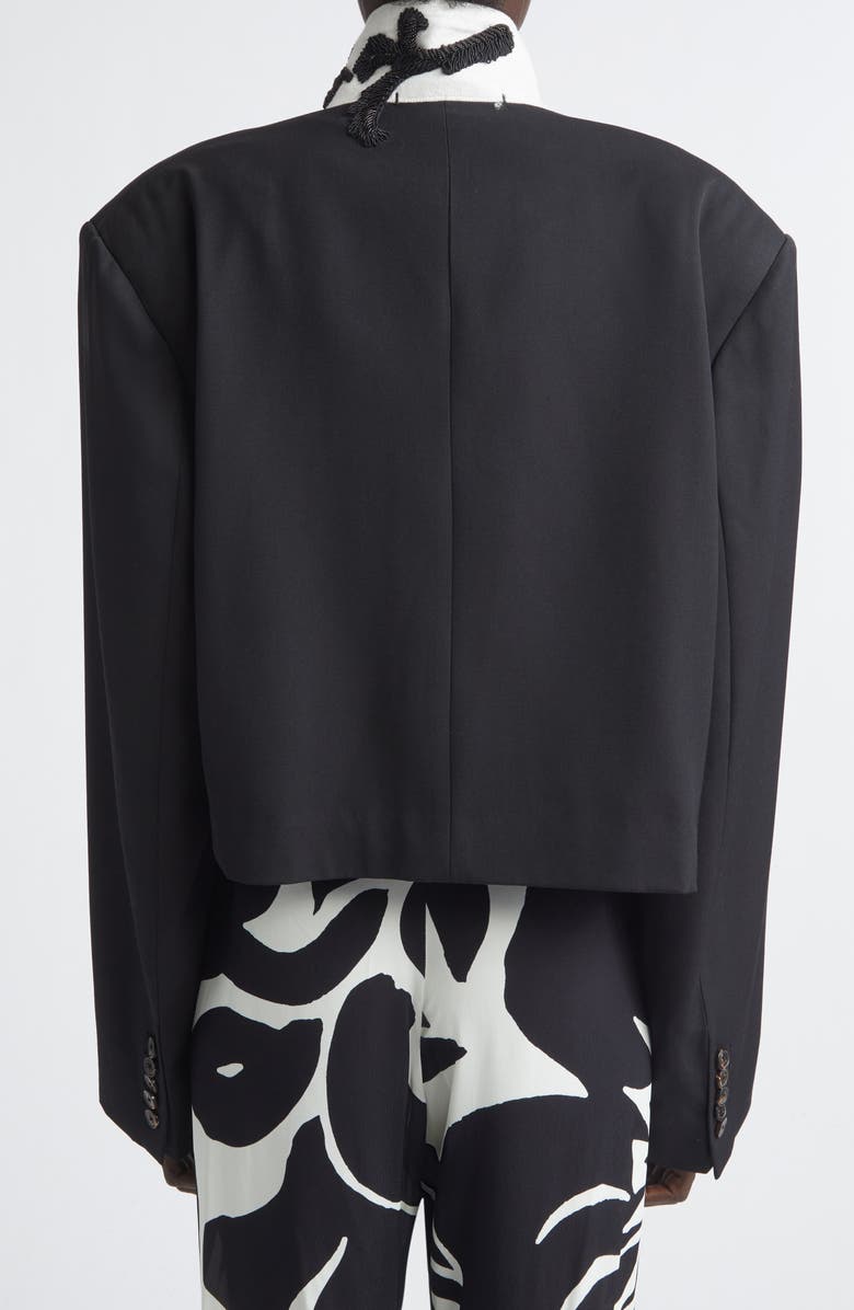 Dries Van Noten Bosea Crop Embroidered Wool Gabardine Jacket, Alternate, color, Black