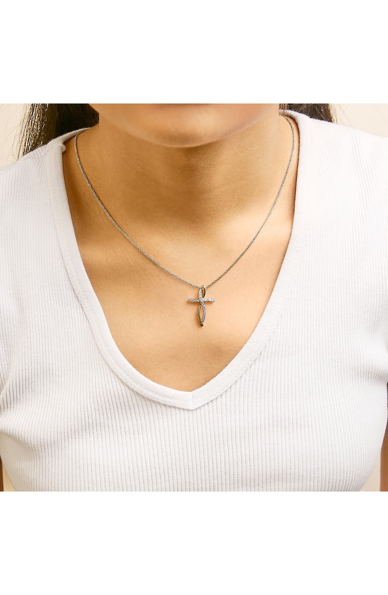 Haus of Brilliance 14K Yellow Gold Plated Sterling Silver 1/4 Cttw Diamond Cross Pendant Necklace, Alternate, color, Yellow Gold Over Silver