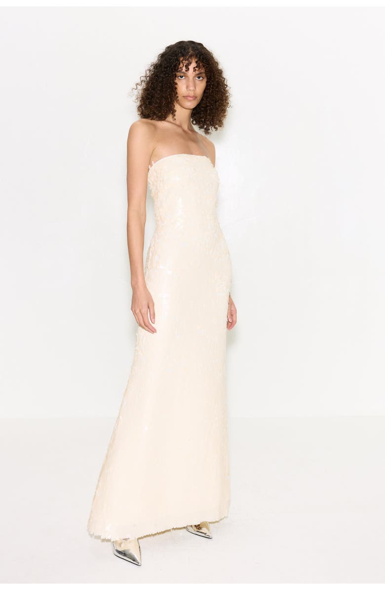 SIMONMILLER Sculpty Strapless Teardrop Sequin Dress, Alternate, color, Bone