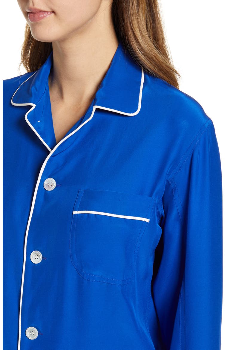 Silk Pajamas, Alternate, color, ANIL/ BLUE