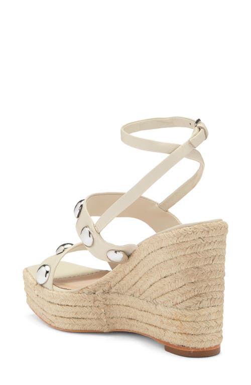 Cinq À Sept Georgia Studded Espadrille Ankle Strap Platform Wedge Sandal In Pearl