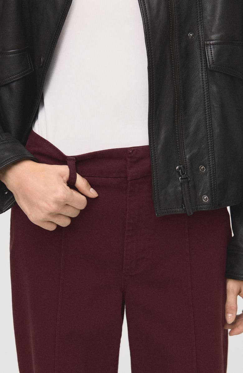 MANGO High Waist Wide Leg Twill Pants, Alternate, color, Wine