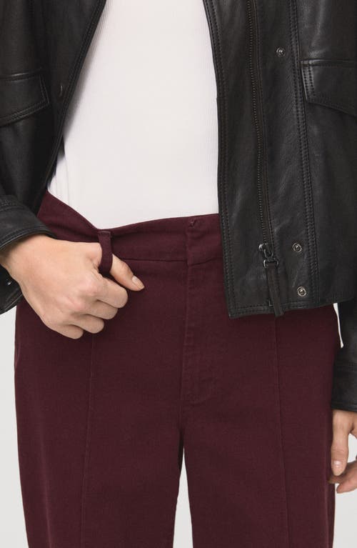 Mango High Waist Wide Leg Twill Pants In Burgundy