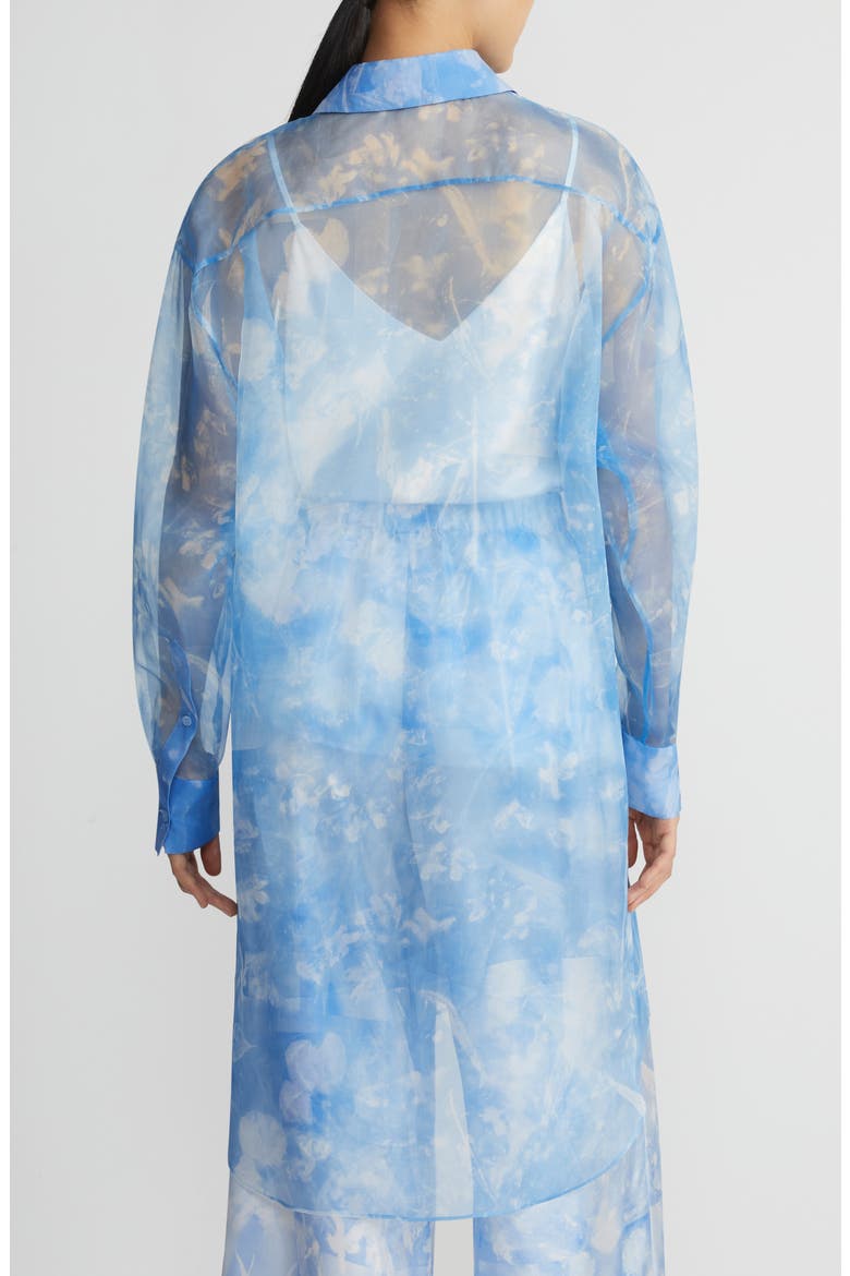 Oversize Sheer Silk Button-Up Tunic, Alternate, color, BLUEBELL MULTI