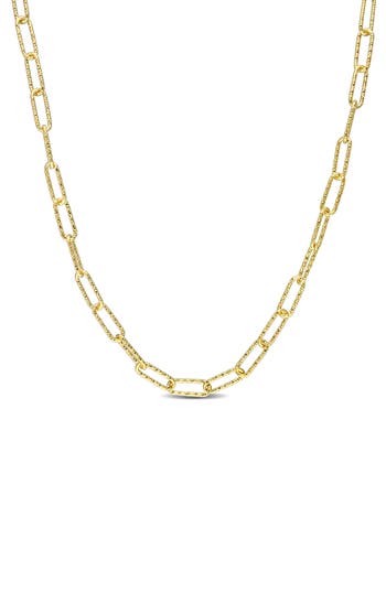 Delmar Textured Paper Clip Chain Necklace In Gold