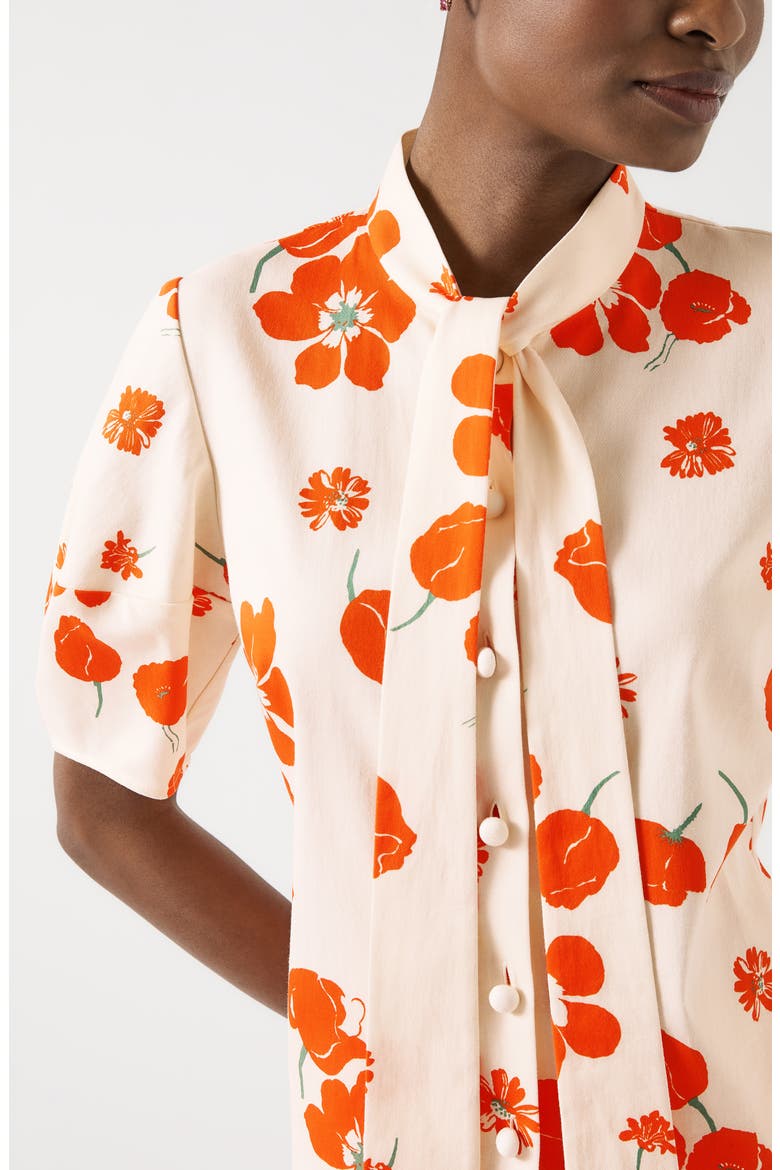 Flora Flora Tie Neck Top, Alternate, color, ORANGE
