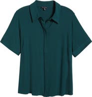 Universal Standard Chelsea Short Sleeve Jersey Button-Up Shirt