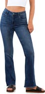 HINT OF BLU Fun Frayed Mid Rise Slim Flare Jeans