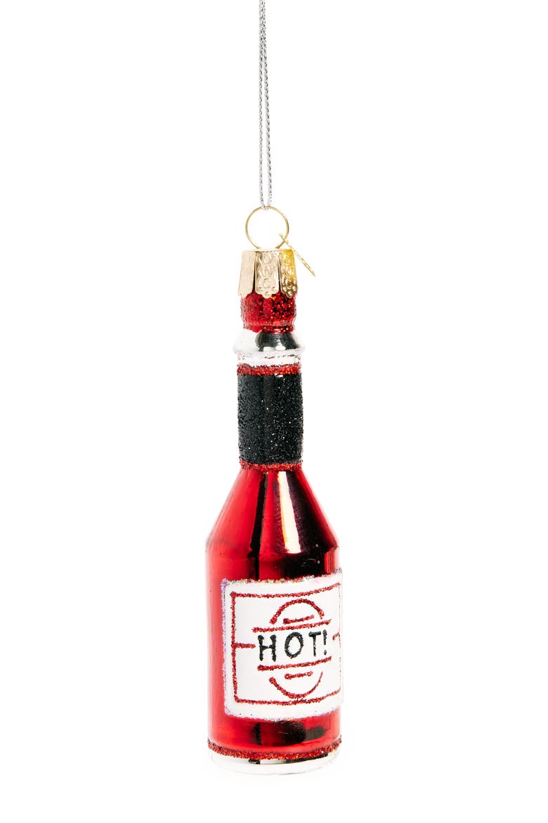 Hot Sauce Ornament, Main, color, RED/ BLACK/ SILVER/ WHITE