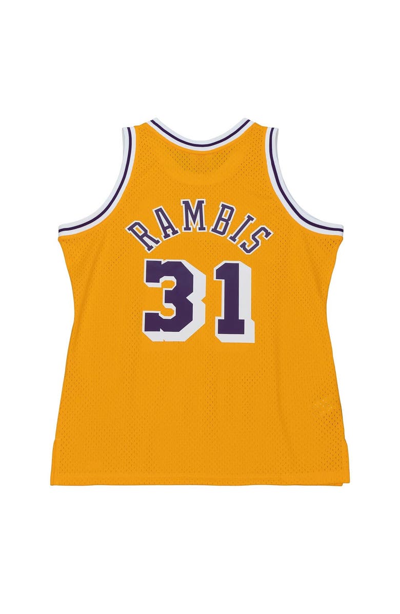 Mitchell & Ness Men's Mitchell & Ness Kurt Rambis Gold Los Angeles Lakers 1984/85 Swingman Jersey, Alternate, color,