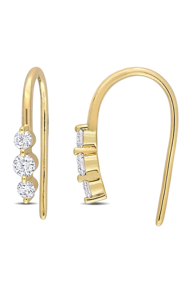 Lab-Grown Diamond 3-Stone Earrings, Main, color, Gold Plated Sterling Silver