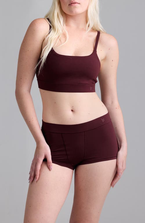 Woxer Luxe Bold Stretch Modal Boyshorts In Burgundy