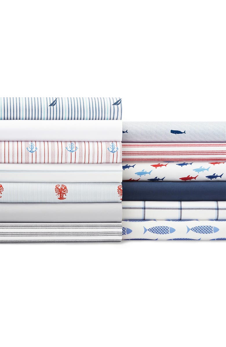 Nautica Beaux Stripe Blue Cotton Percale Sheet Set - Full, Alternate, color, Navy