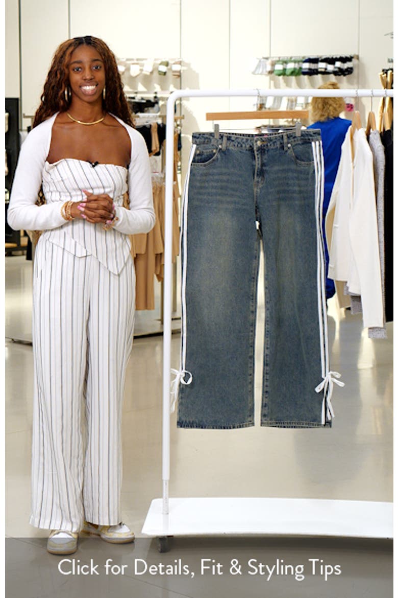 Mattie Side Stripe Bow Low Rise Wide Leg Jeans video