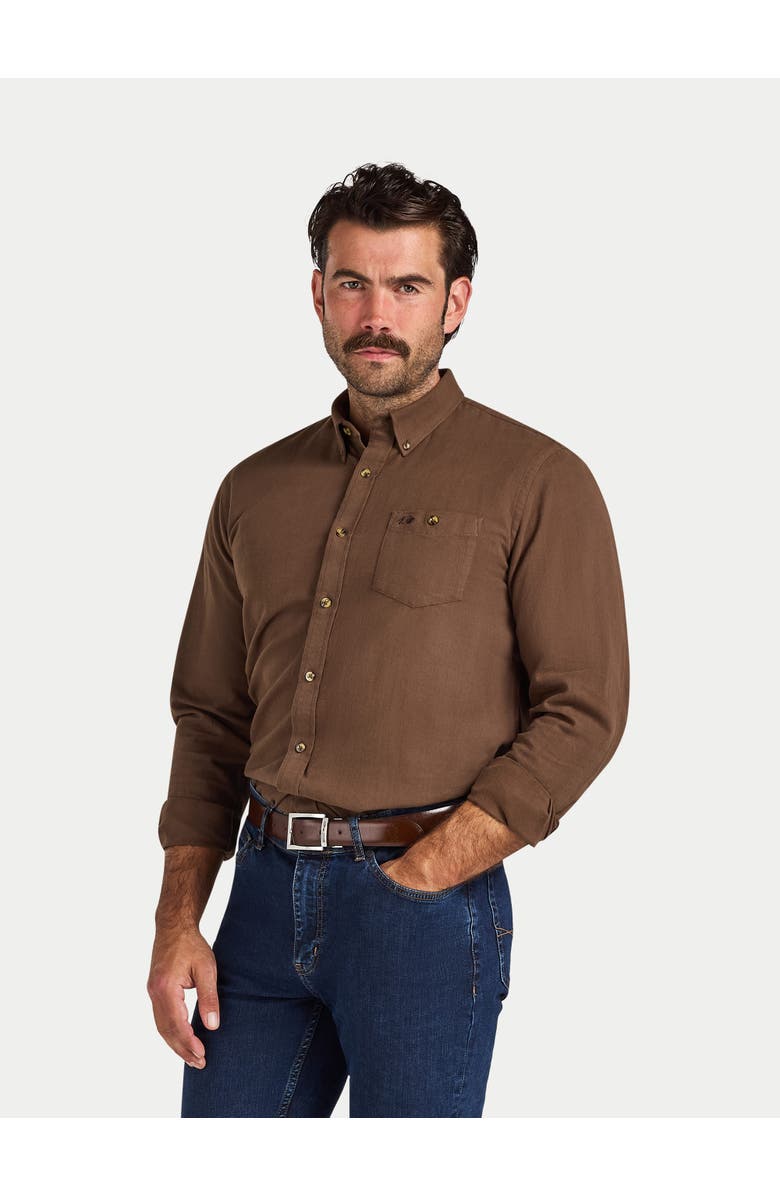 Raging Bull Long Sleeve Brushed Herringbone Shirt, Main, color, Brown