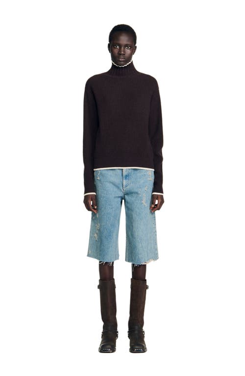 Sandro Turtleneck Sweater In Brown