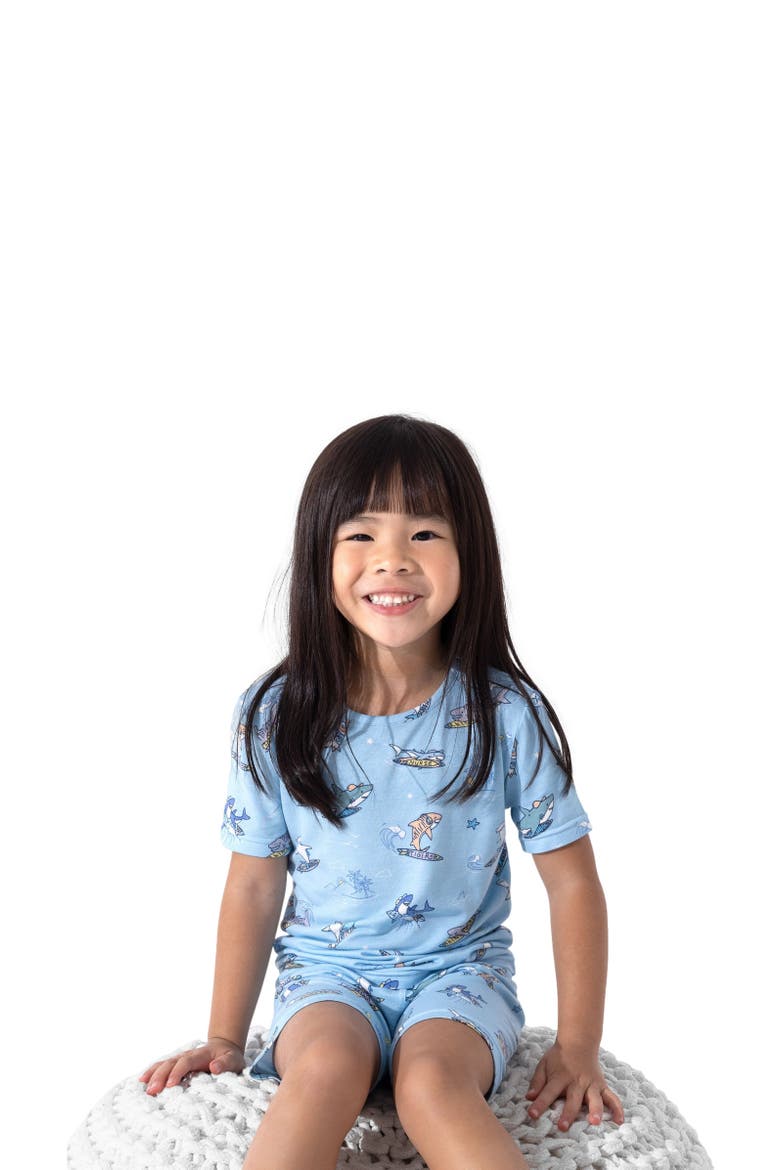 Shark School Kids 2-Piece Short Sleeve & Shorts Pajama Set, Alternate, color, Shark School