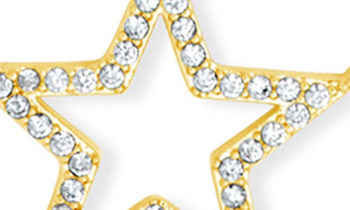 Sterling Forever Stationed Cubic Zirconia Star Pendant Necklace In Gold