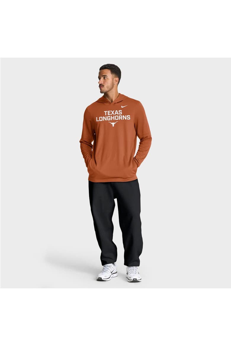Men's Nike Texas Orange Texas Longhorns 2025 Sideline Performance Long Sleeve Hoodie T-Shirt, Alternate, color, Burnt Orange
