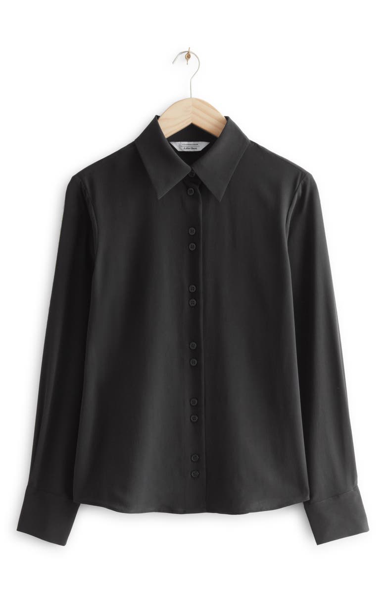 & Other Stories Shell Button Silk Blouse, Alternate, color, 