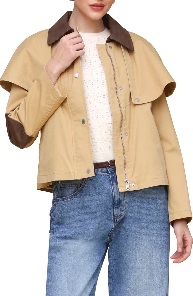 Avec Les Filles Crop Cape Trench Jacket, Alternate, color, 