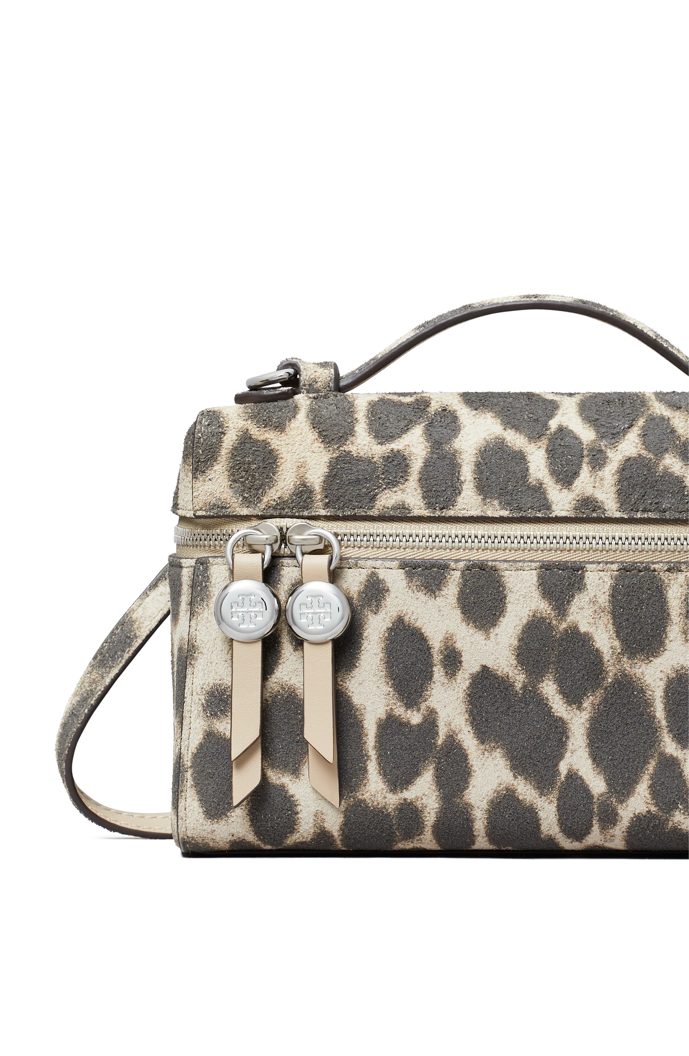 Tory Burch Romy Suede Slim Top Handle Bag, Alternate, color, Cheetah Spots