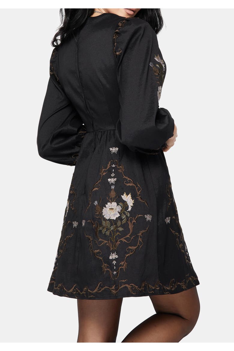 Puff Sleeve Mini Dress, Alternate, color, Black