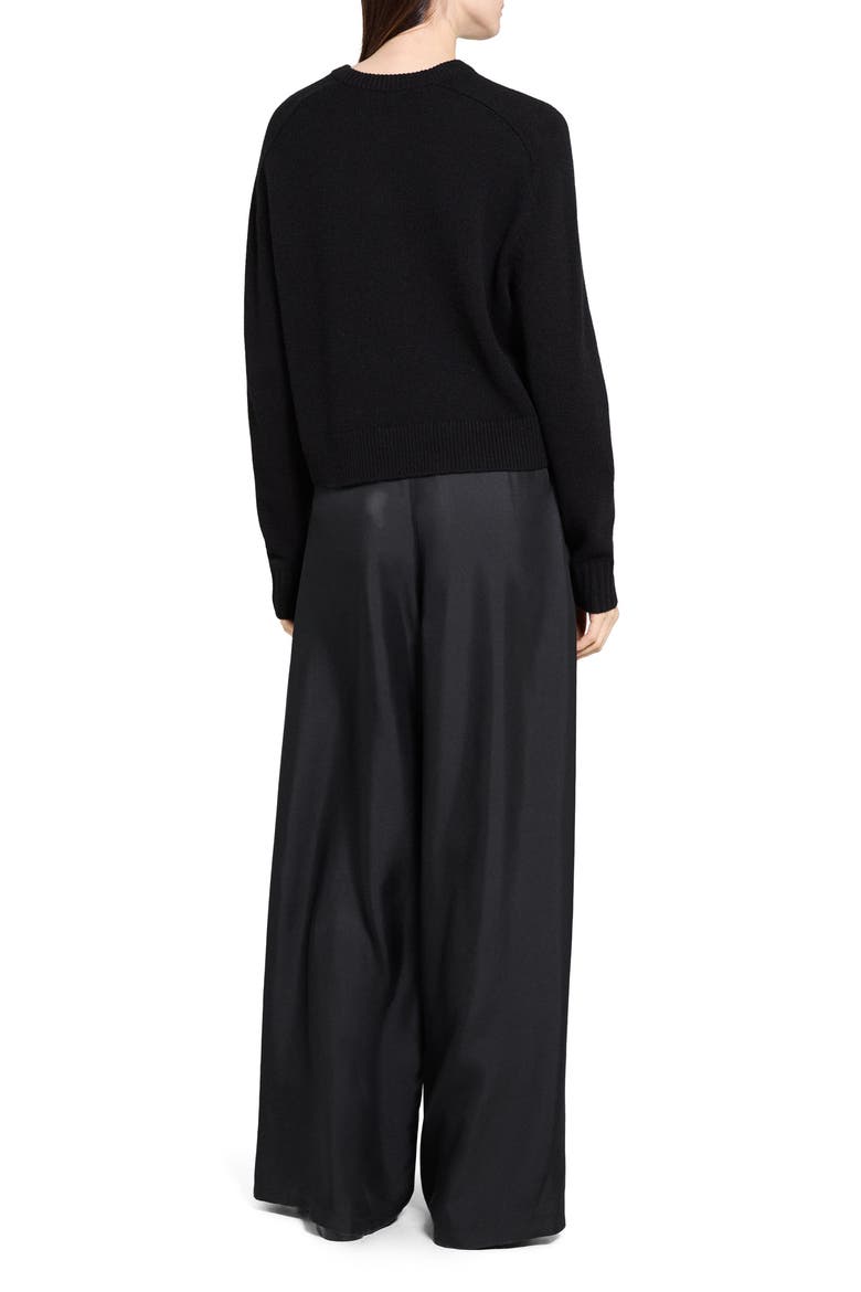 Cashmere Crewneck Crop Sweater, Alternate, color, BLACK